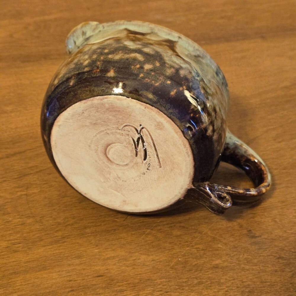Studio Art Pottery Creamer Pitcher Signed Glazed Stoneware - Picture 8 of 11